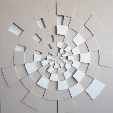 Modest (Acrylic white & Taupe) 70 x 70 cm